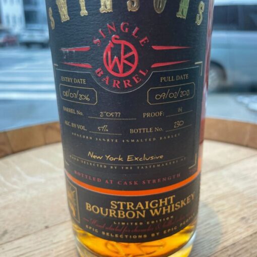 DOC SWINSON'S NEW YORK EXCLUSIVE 5 YEARS OLD SINGLE BARREL CASK STRENGTH STRAIGHT BOURBON WHISKEY - Lucky Seven Spirits